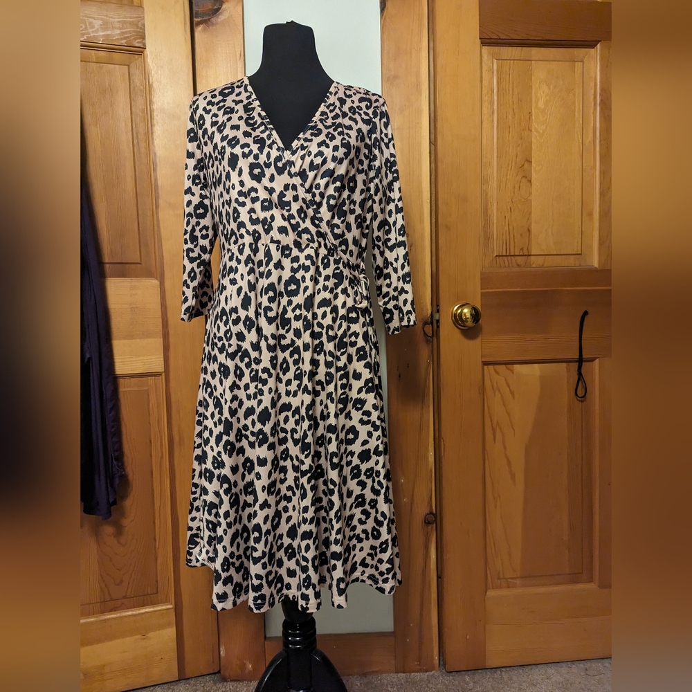 CHARMYI Wrap Dress Casual Party V Neck Swing Ruched A-Line Faux Wrap Dress